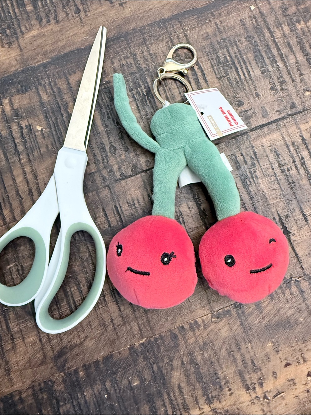 Plush Cherry purse charm - Red & Green